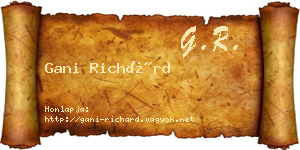 Gani Richárd névjegykártya